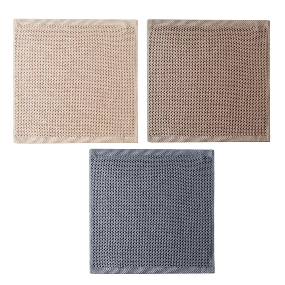 

3 Pcs Cotton Kitchen Cleaning Dish Towels Non Stick Oil Absorbent Wash Cloths Hand Wipes Deep Gray Light Gray Beige
