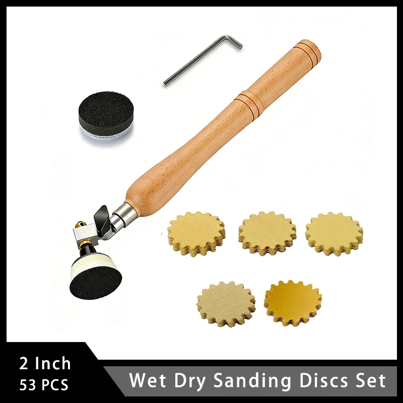 2 بوصة أقراص الصنفرة الرطبة والجافة 53 قطعة هوك وحلقة متنوعة 60-320 قطعة مع وعاء القطر ساندر لصنفرة السيارات الخشبية المعدنية