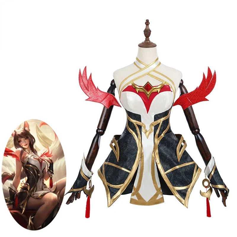 

LOL Risen Legend Ahri Cosplay Costume Game LOL Nine Tailed Demon Fox Ahri Outfit Halloween Women Suit