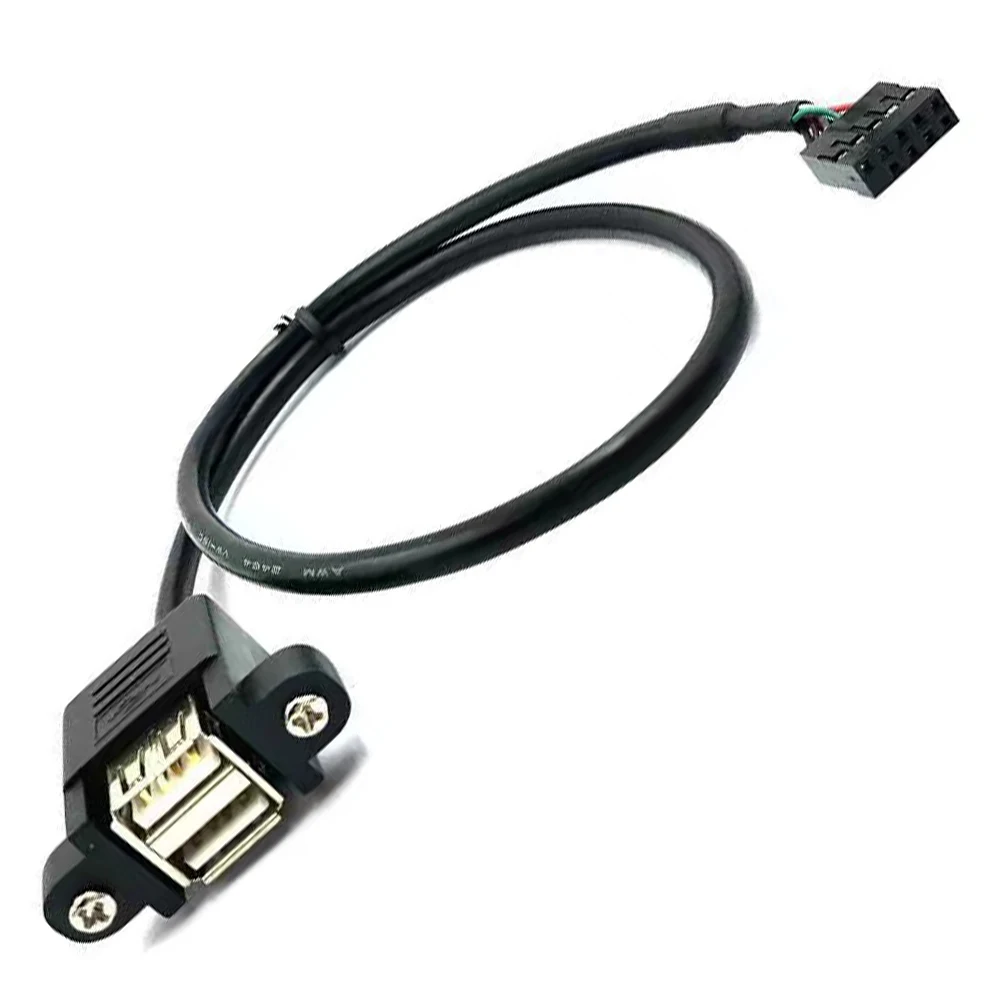 9P Internal Motherboard Connector to USB2.0 Bus Adapter PC Built-in Desktop Cable Binaural Fixture Expansion Cable