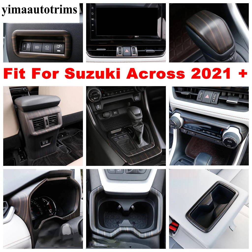 

Water Cup / Gear Shift / Dashboard Frame / Middle Air AC Outlet Vent Cover Trim Wood Grain Accessories For Suzuki Across 2021