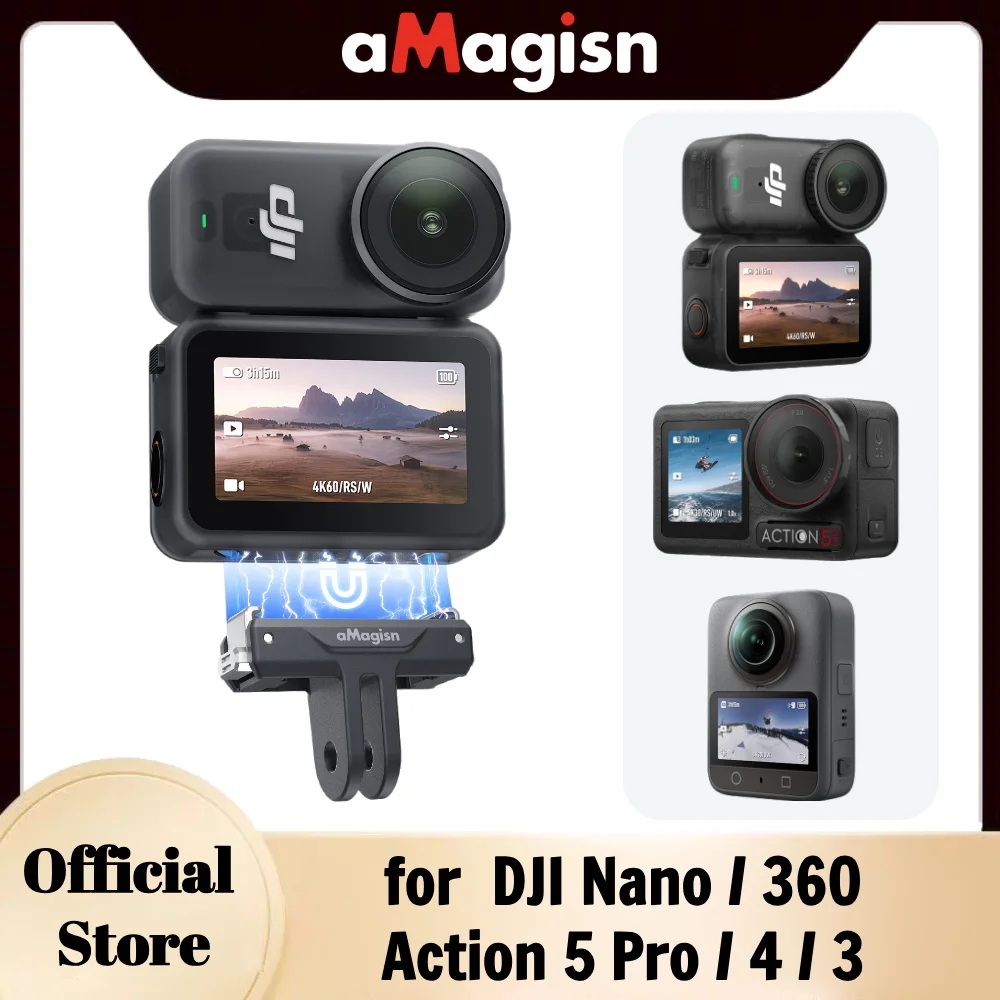 

aMagisn Quick Release Mount for DJI Osmo Nano / 360 / Action 6 / Action 5 ABS Plastic 2-Prong Adapter for DJI Camera Accessories