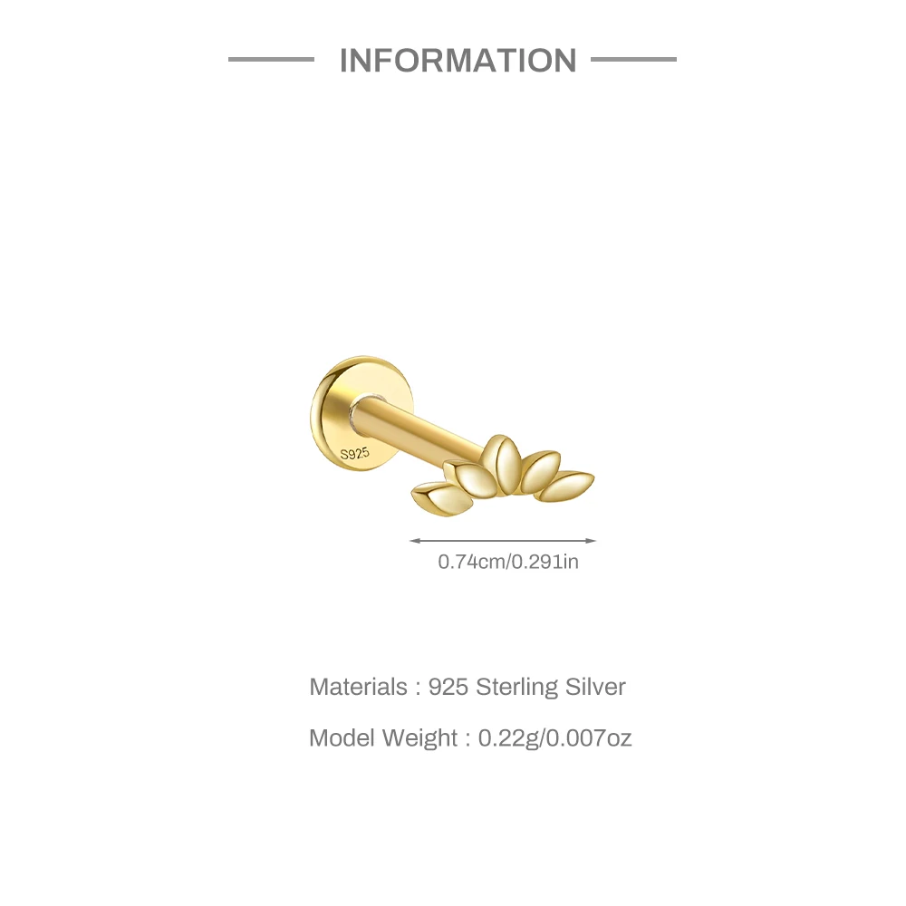 Aide 925 Silver Flat Back Climber Earring Threadless Push Pin Cartilage Stud 16G Helix Tragus Ear Crawler Titanium Labret 1pc