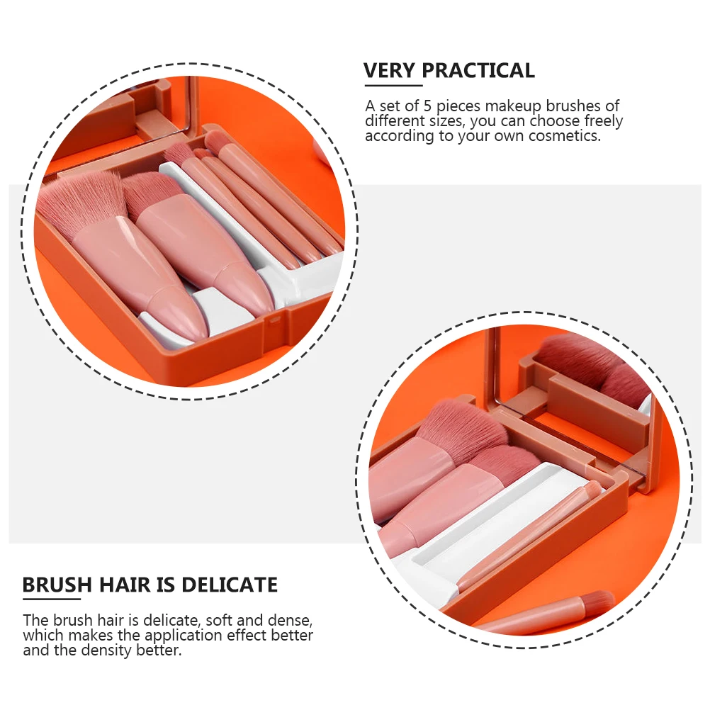 5Pcs Face Makeup Brush Set High Density Fiber Bristles Easy Carry for Cream Powder Blusher Foundation Eyeshadow Women Beauty