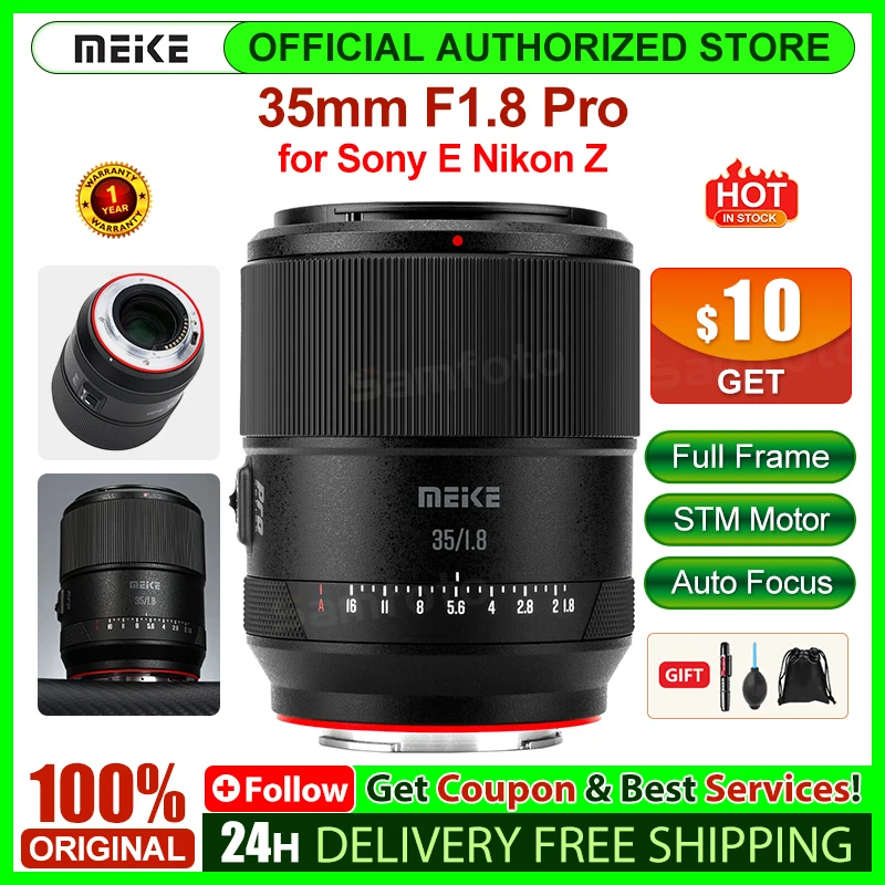 новинка! Объектив Meike 35mm f1.8 Pro Full Frame с автофокусом и шаговым двигателем STM для камер Sony E и Nikon Z