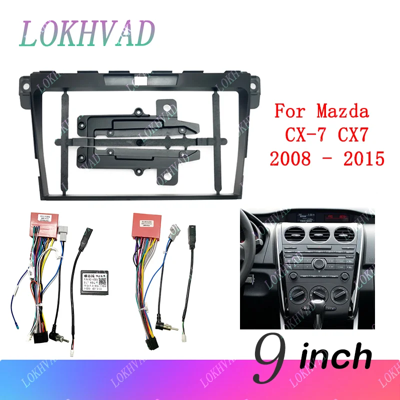 2 Din Car Android For 2008-2015 Mazda CX-7 9INCH frame Kit panel fascia cable harness adapter player multimedia dashboard canbus