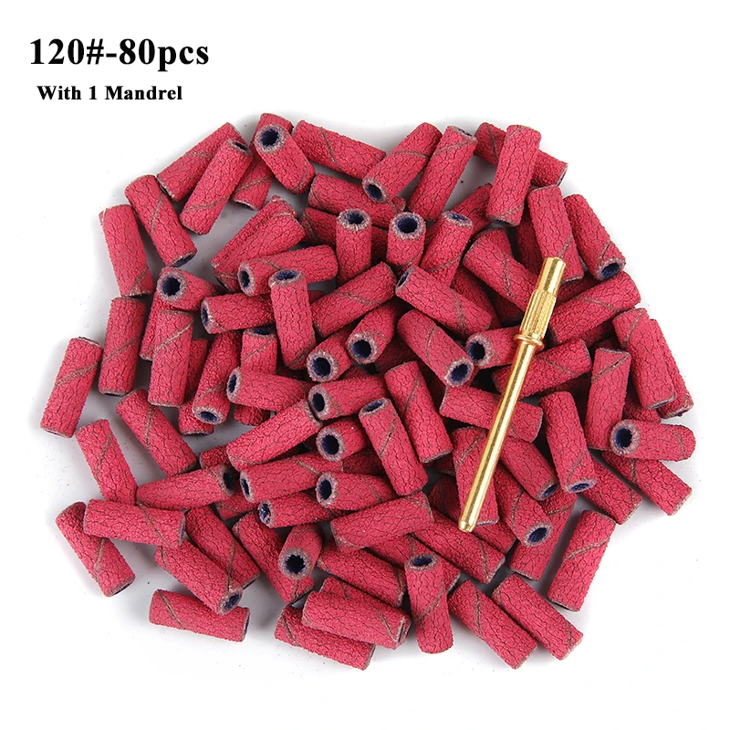 80 قطعة/صندوق 3 مللي متر أشرطة صنفرة صغيرة للأظافر مع 1 عمود Girt 80/120/180 آلة الحفر الكهربائية UV جل مزيل طلاء الأكريليك ملحق #5