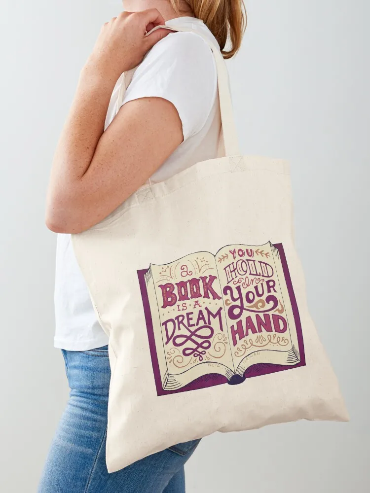 

A Book is a Dream Tote Bag large size bags Gift bag custom tote bag Customizable tote