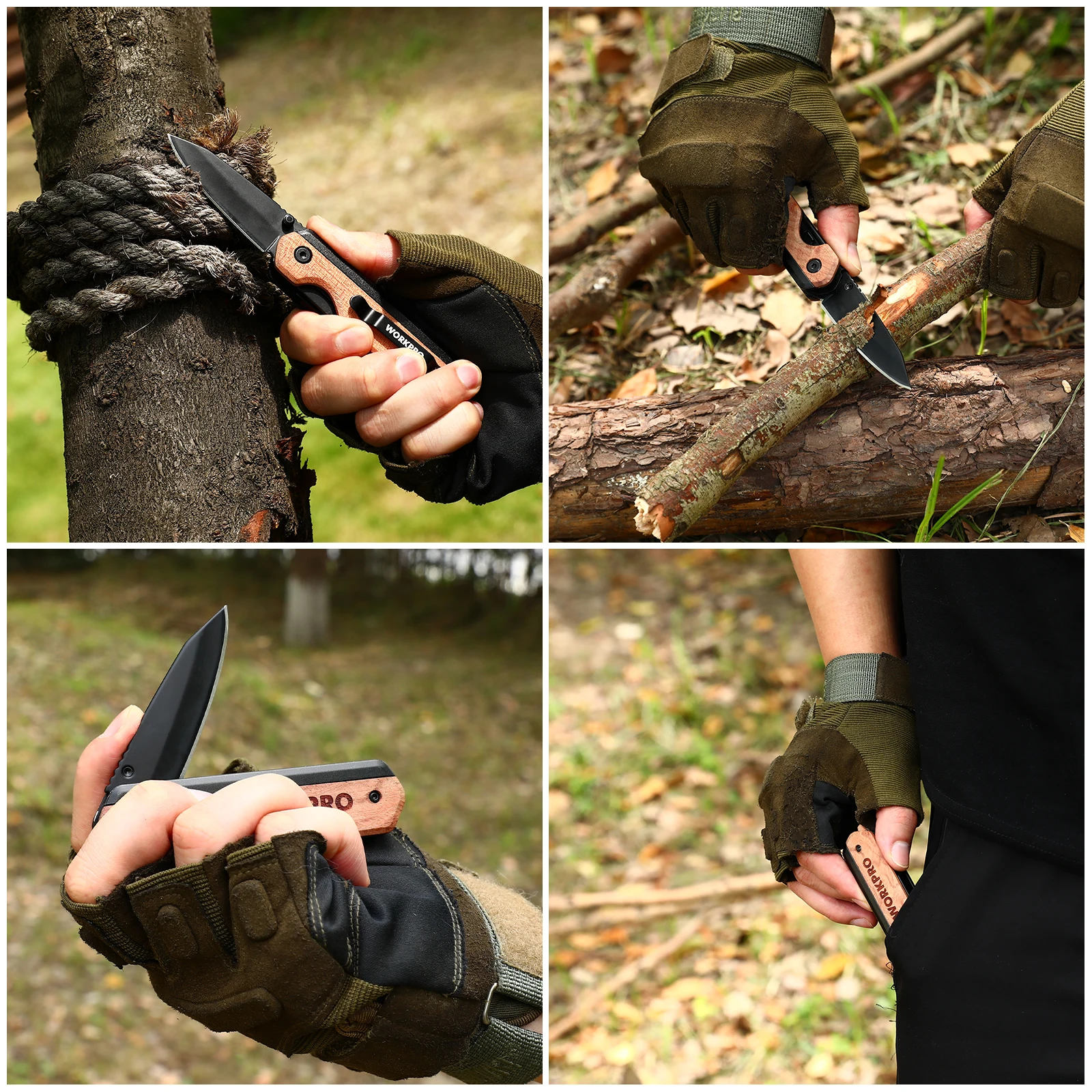 WORKPRO-cuchillo plegable multifunción, portátil, de bolsillo, utilitario de electricista, con 10 cuchillas, cortador de papel, herramientas manuales DIY