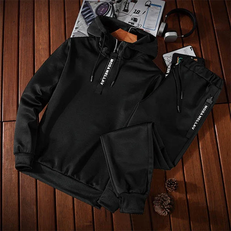 2024 Mens Tracksuit Fashion Zipper Neckline Hooded Sweatshirts Suit Casual Sport Jogging High Quality Comfortable Trend Clothing