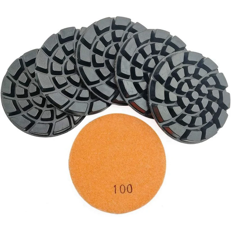 

6 PCS Diamond Floor Polishing Pads Resin Bond Terrazzo Floor Diameter 4 Inch