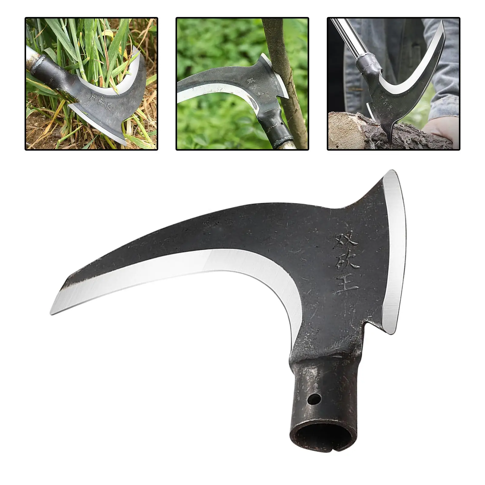 Steel Gardening Axe with Pre Hole Installation Sickle Design for Chopping Wood Branches Farming view 5