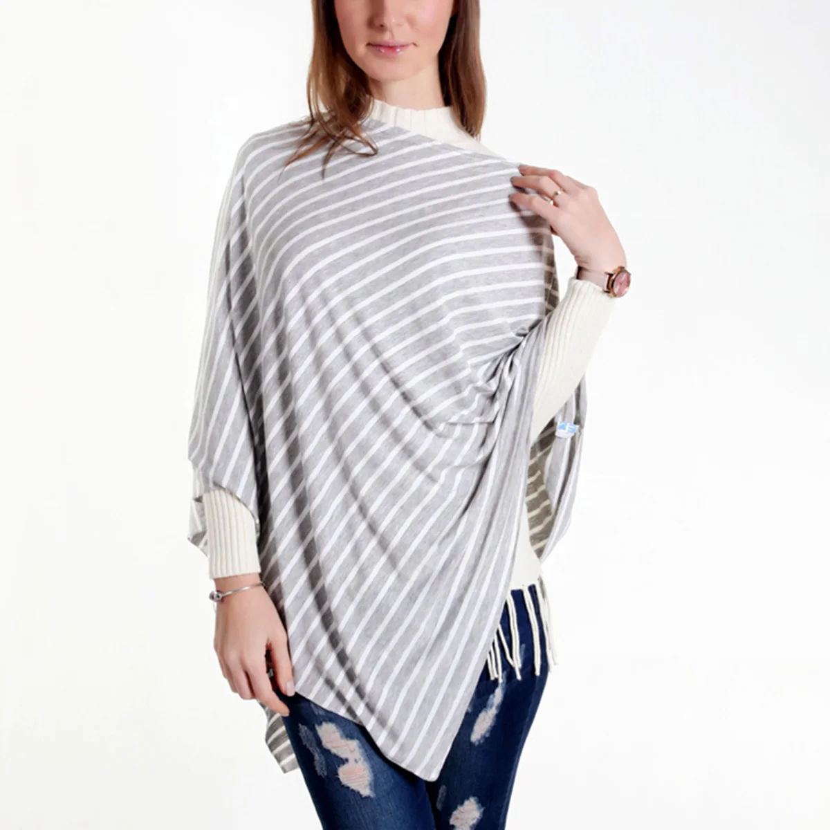 

Modal Nursing Shawl For Breastfeeding Lightweight Scarf Stroller Outdoor Comfortable Skin-Friendly Striped Easy