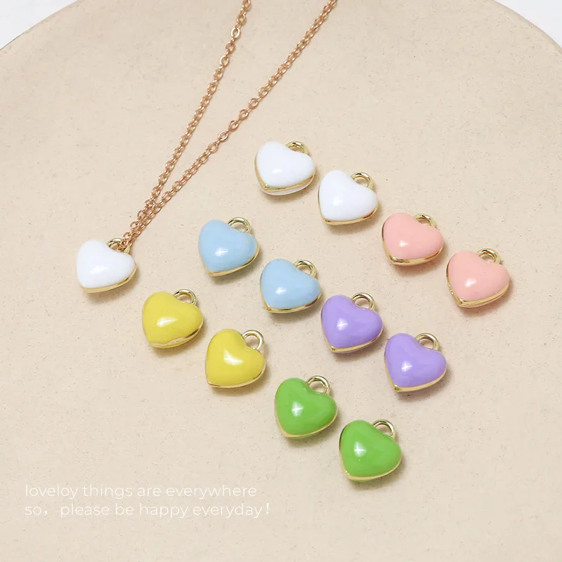 

10pcs Simple Ins Macaron Color Love Square Alloy Pendant Diy Jewelry Necklace Earrings Bracelet Accessories Handmade Material