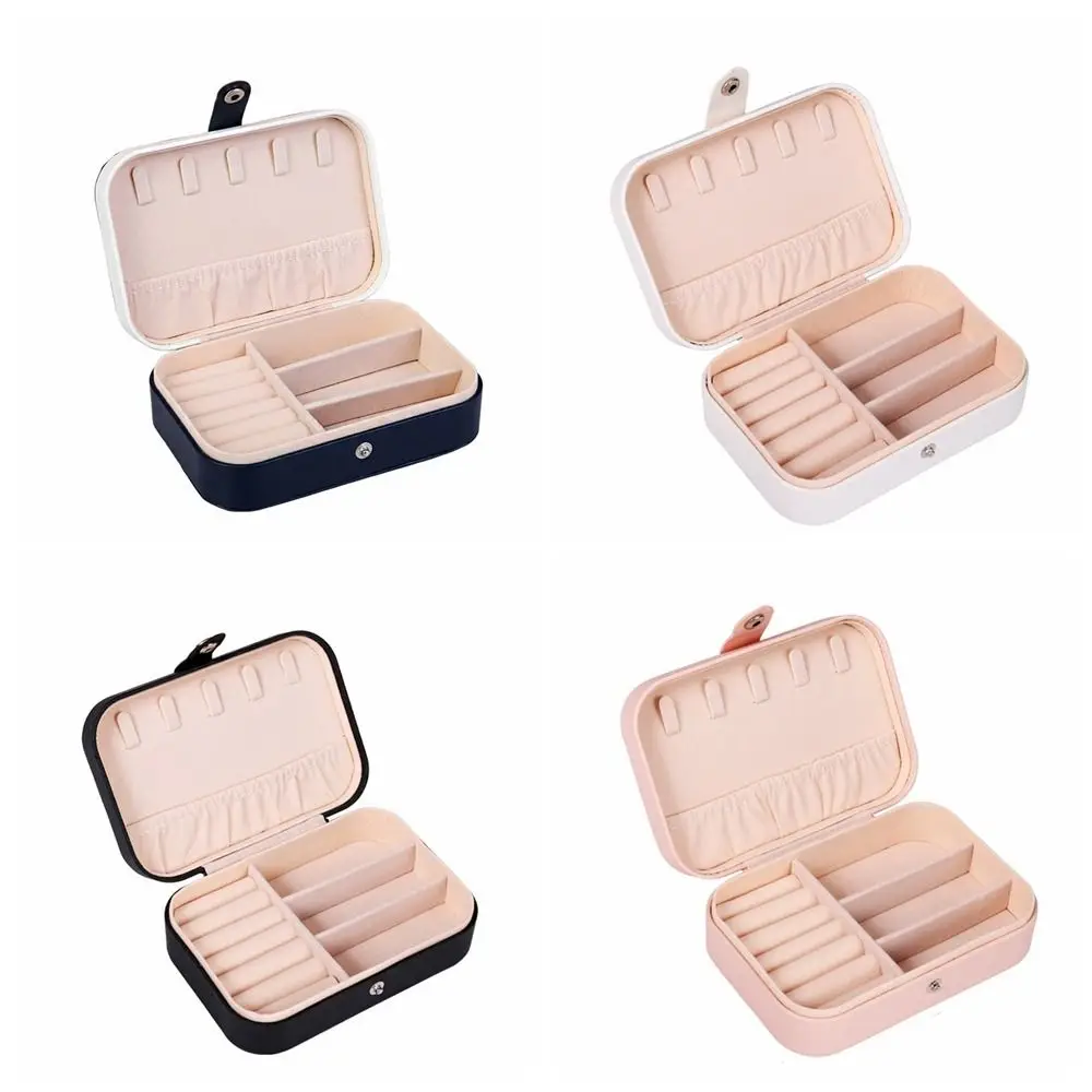 Simple Vintage Jewelry Storage Box Square Mini Necklace Ring Case Jewelry Display Case PU Leather Earring Organizer Women