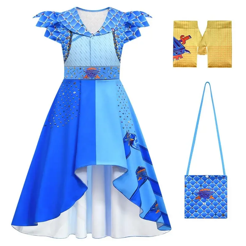 أزياء الأطفال D-Descendants4 التأثيرية للفتيات ملابس ذات طابع أحمر فستان كلوي التأثيري أزياء أداء الهالوين