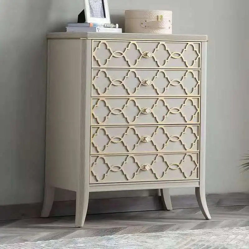 

American Light Luxury Chest of Drawers Storage Cabinet Bedroom Solid Wood Drawer Storage Cabinet Living Room Side Cabinet Sim