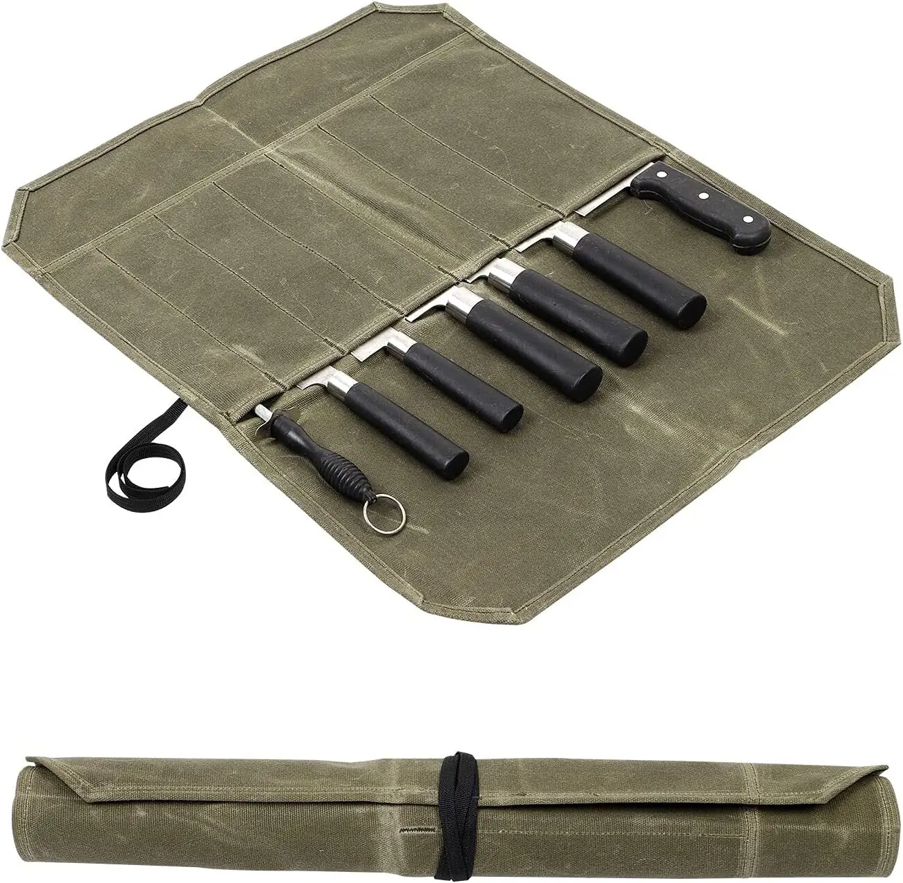 Wet Wax Canvas Knife Storage Bag Chef Picnic Camping Barbecue Kitchen Portable Storage Bag Chef Bag File Roll Storage