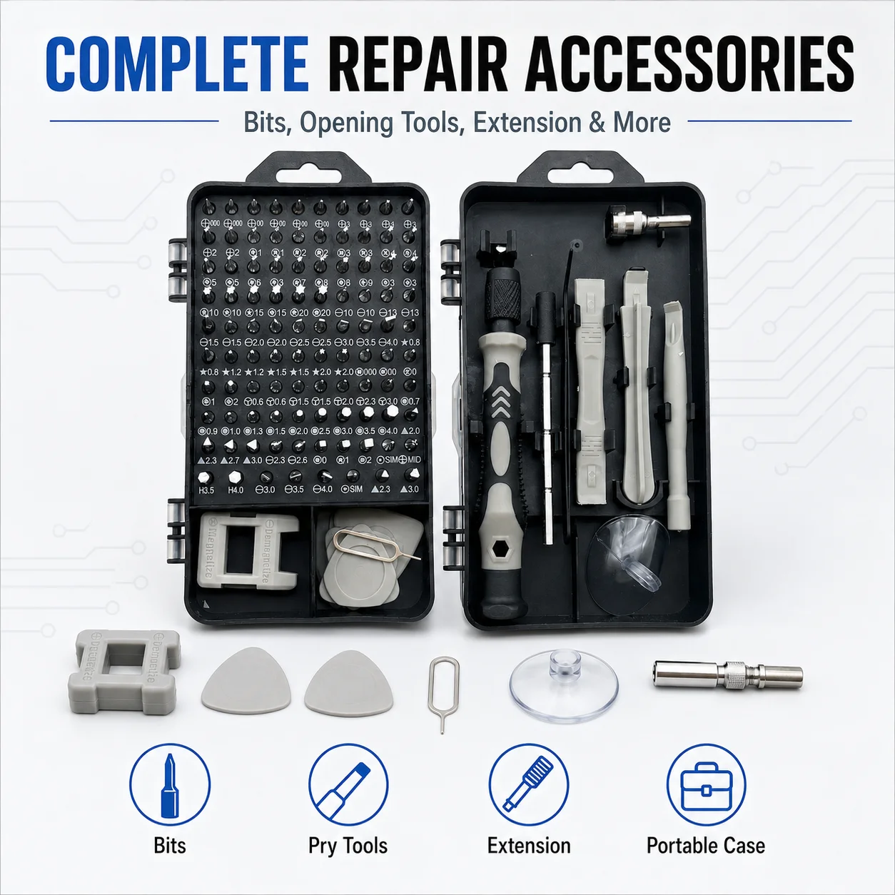 115 in 1 Magnetic Precision Screwdriver Set, Electronics Repair Tool Kit for Phone Laptop PC, Nut Driver Bits DIY Repair - view 6