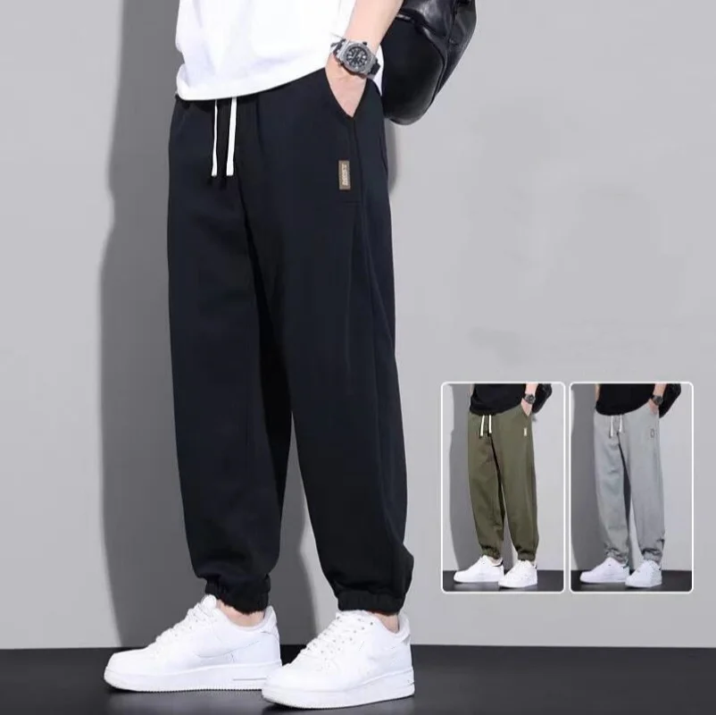 الرجال Sweatpants حجم M-6XL ملابس رياضية مرونة الخصر عادية السراويل الفضفاضة أسود رمادي القطن ركض الذكور فضفاض بنطلون