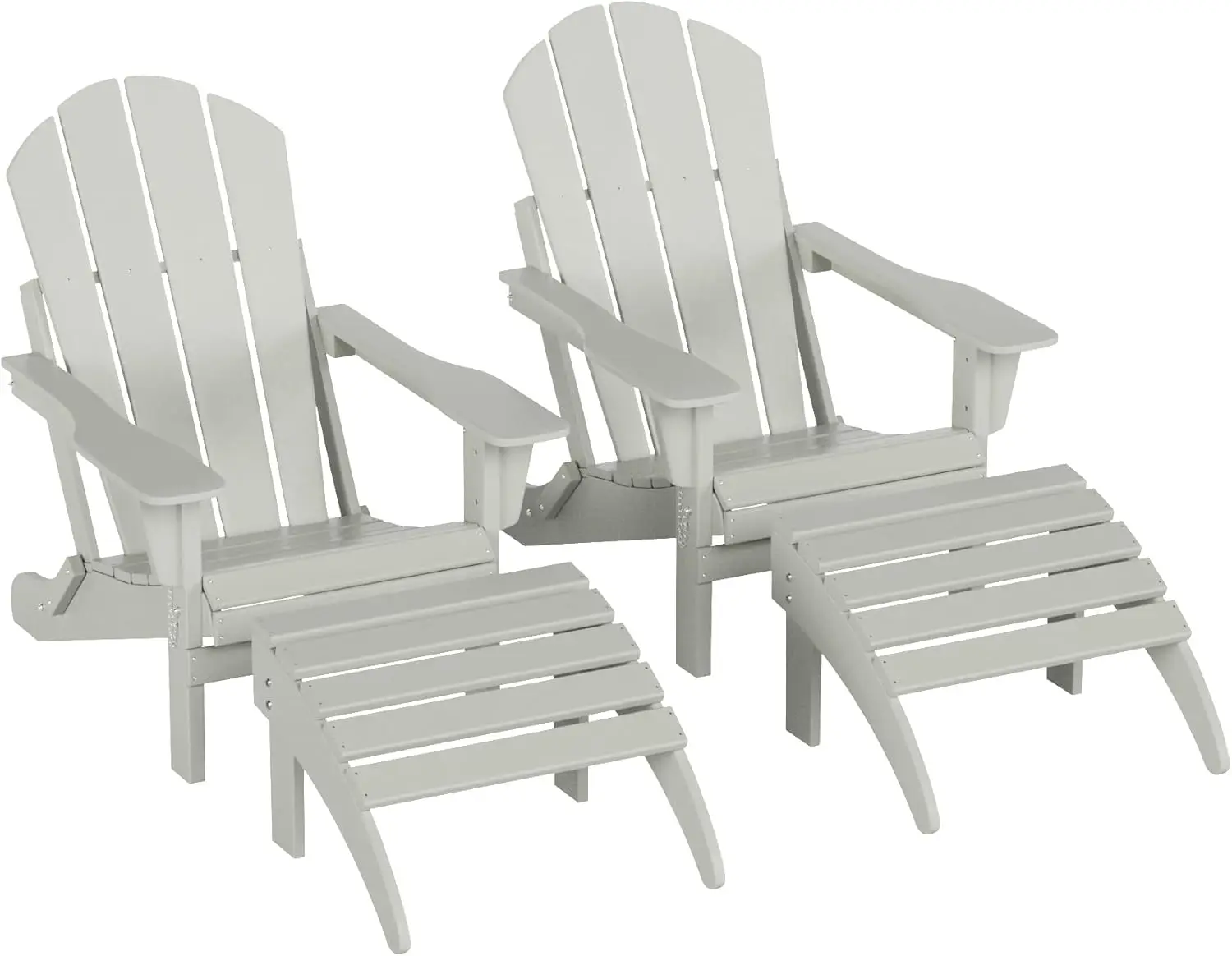 

Outdoor Lounge Chair Set 4-Pieces Chair Set of 2 with Ottoman All Weather Poly Lumber Patio Lawn Folding