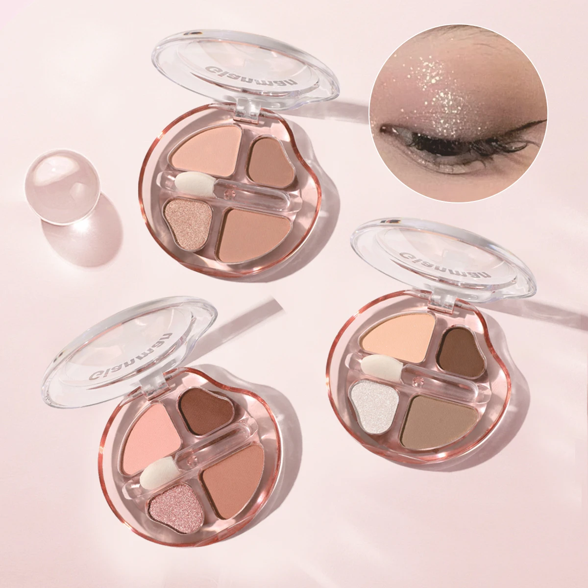 4 色のアイシャドウ パレット、低彩度のアース トーンで真珠光沢のあるマットなアイシャドウを明るくします。