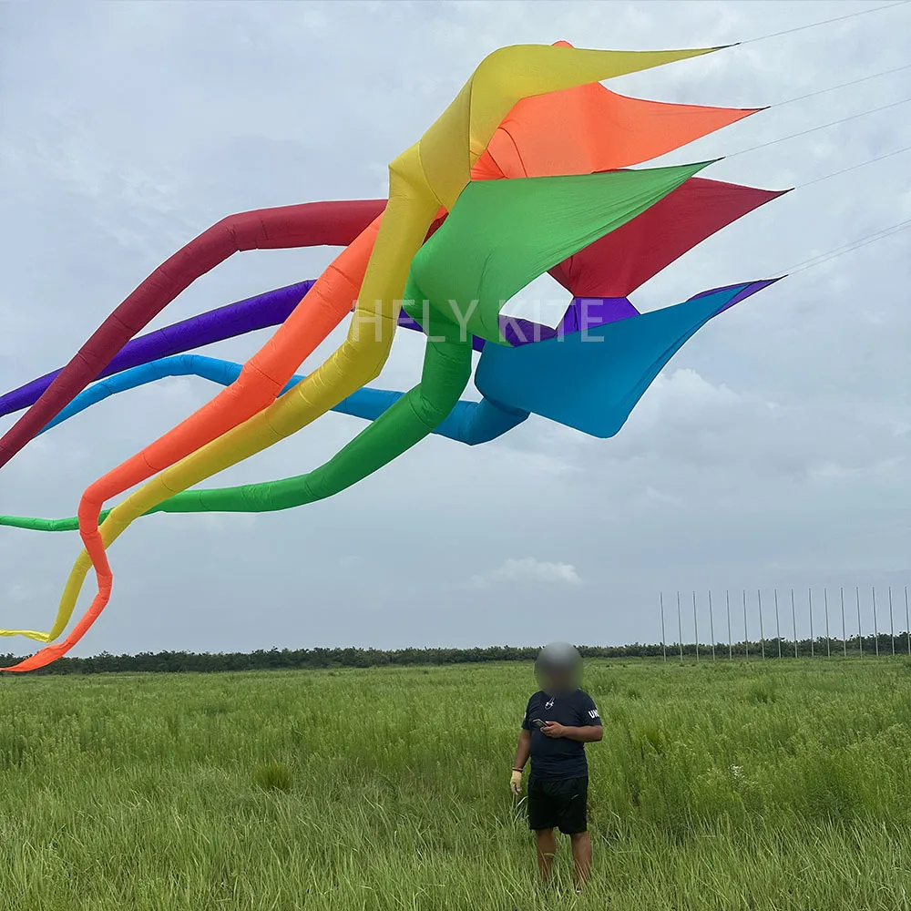 HFLY Nuovo Arrivo Grande 13m Spinning Kite Manica A Vento per Adulti di Alta Qualità 40D Nylon Kite Line Spinner per Lavanderia