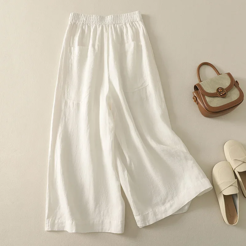 2025 Pantaloni larghi elastici della nuova primavera Donna Pantaloni da donna letterari di moda coreana Abbigliamento femminile solido casual