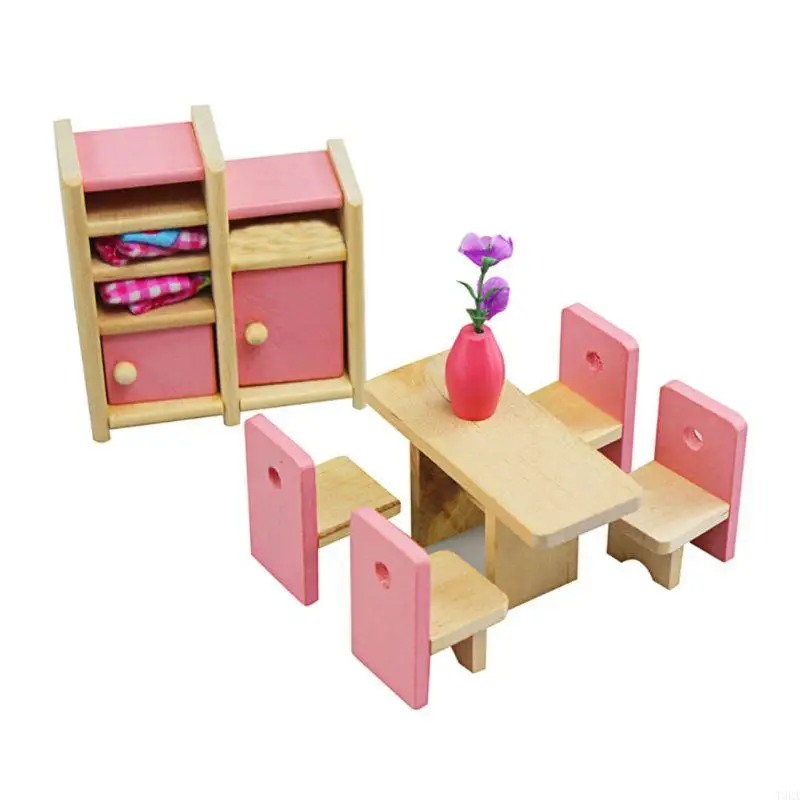 T3LA 1 juego 1:12 miniatura para casa muñecas muebles madera niño para jugar juguetes regalo Fo