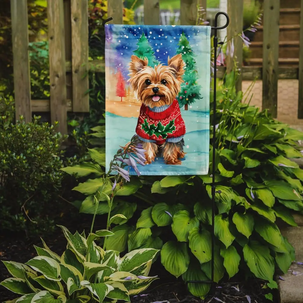 Caroline's Treasures DAC3696GF Yorkshire Terrier Yorkie Christmas Garden Flag Mailbox Flag Decorative Yard Flag  Outsi