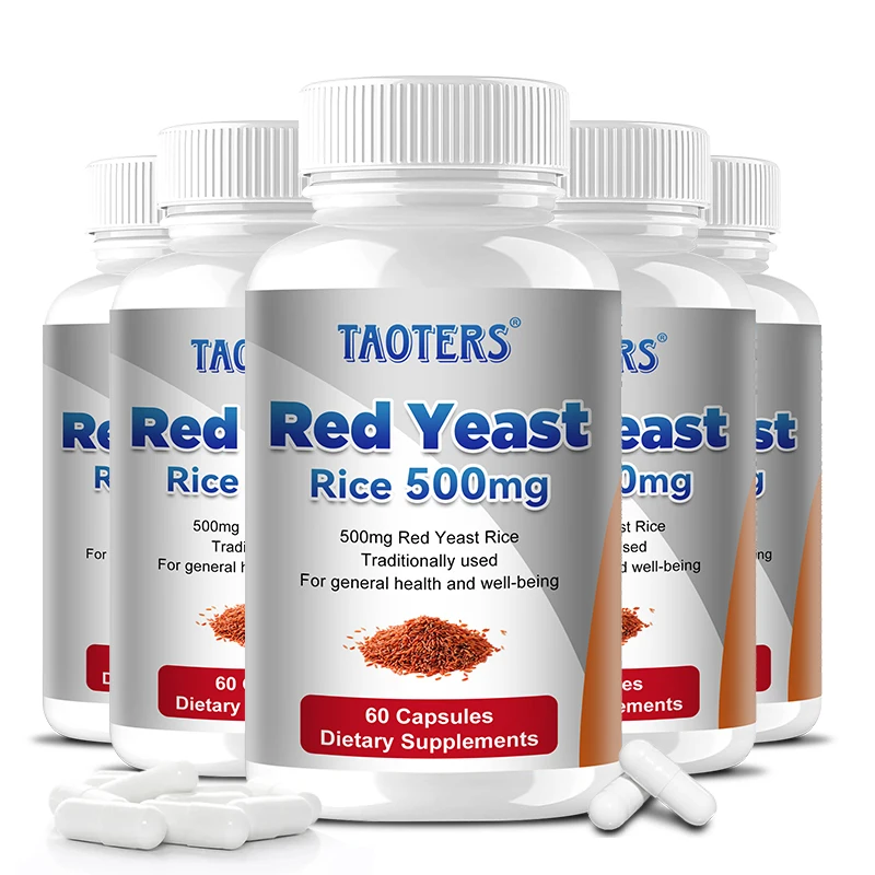 Natural Plant Edible Red Yeast Rice Capsules - Improve Digestion, Immune System, Blood Circulation, Lower Cholesterol