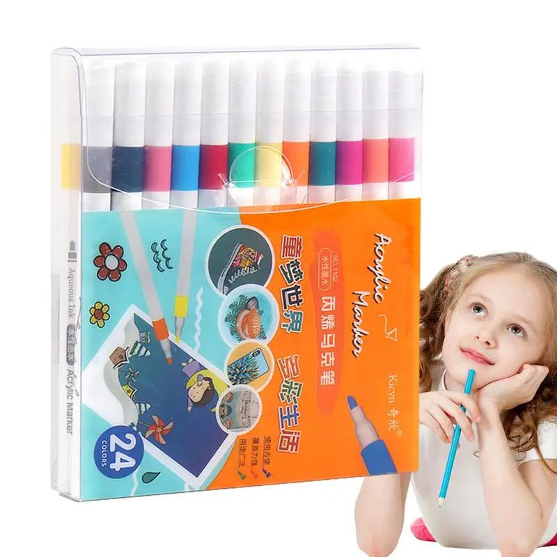 Acrylic Pens Acrylic Paint Pens Set Textile Markers Waterproof Fabric Colouring Pens Craft Paint For Adults Kids Gift Bibs