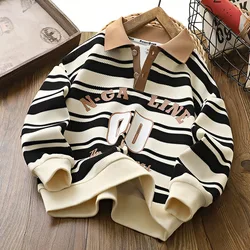 IYEAL Children's Striped Casual Children Boys Sweatshirts for Kids pullover 4-14Years Autumn Children Long Sleeve Cotton Top