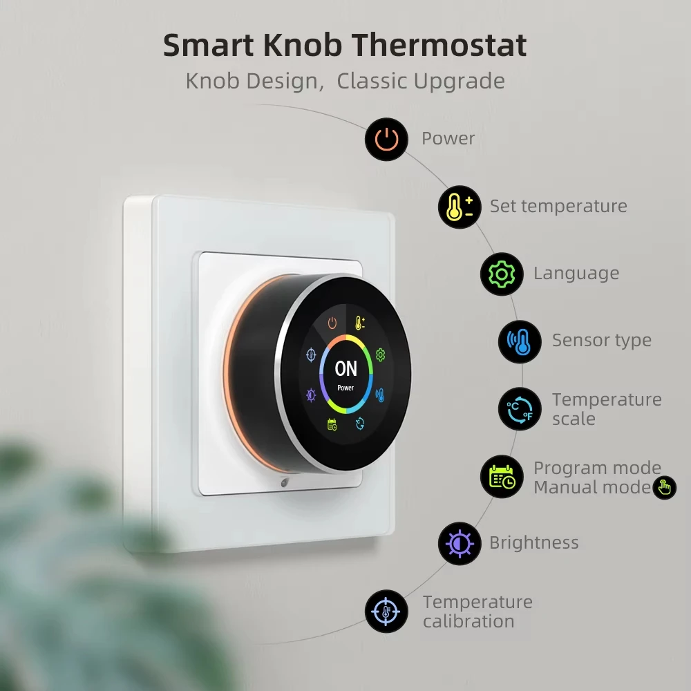 WiFi Smart Knob Thermostat，Electric Floor Heating Water/Gas Boiler Temperature Controller Support Tuya Google Home,Alexa - view 2
