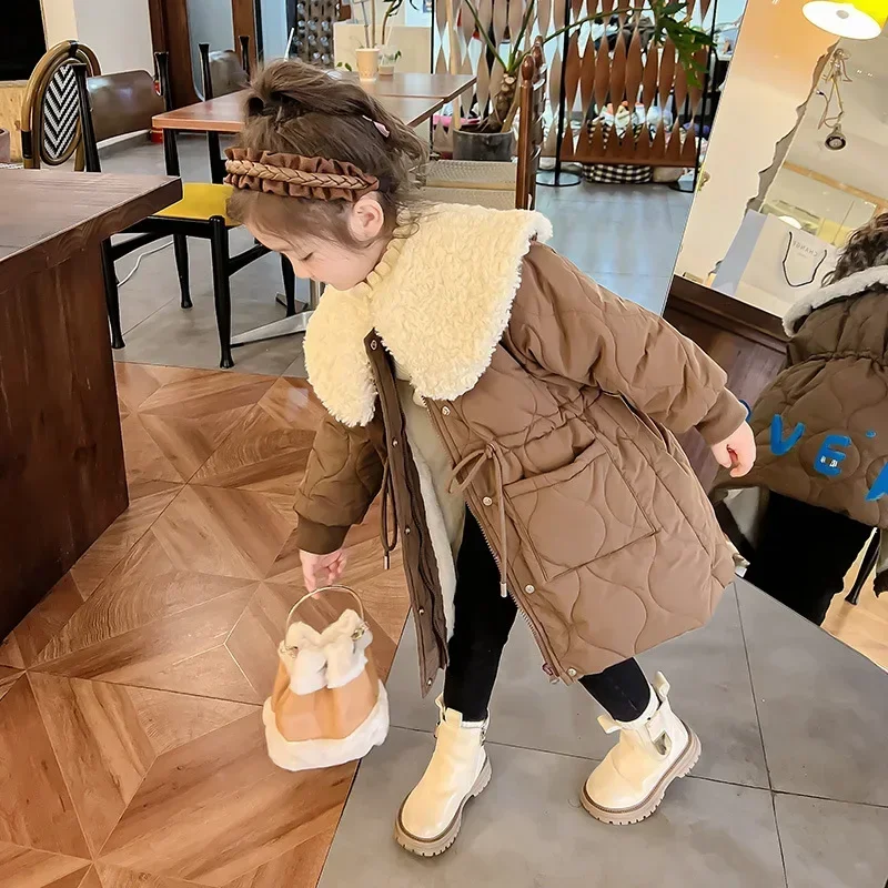 Baby Girl Top Girls Winter Cotton-padded Coat 2024 New Winter Coat Cashmere Padded Coat Winter Baby Cotton-padded Jacket