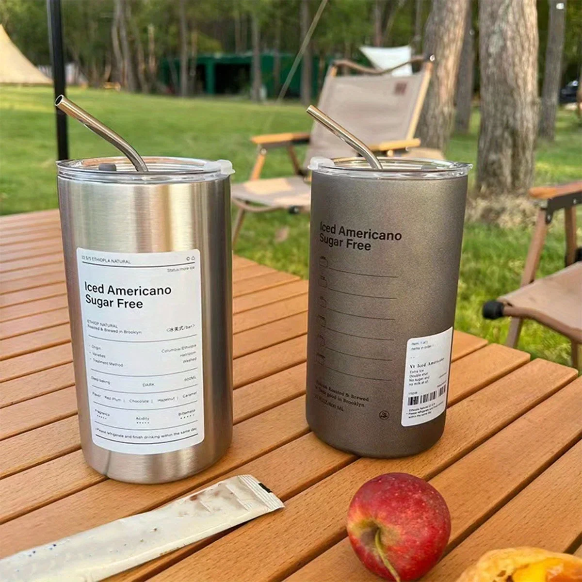 

20OZ Iced American Insulated Coffee Cup Stainless Steel with Lid Cup with Straw TravelCoffeeCup DoubleLayerInsulated Thermos Cup