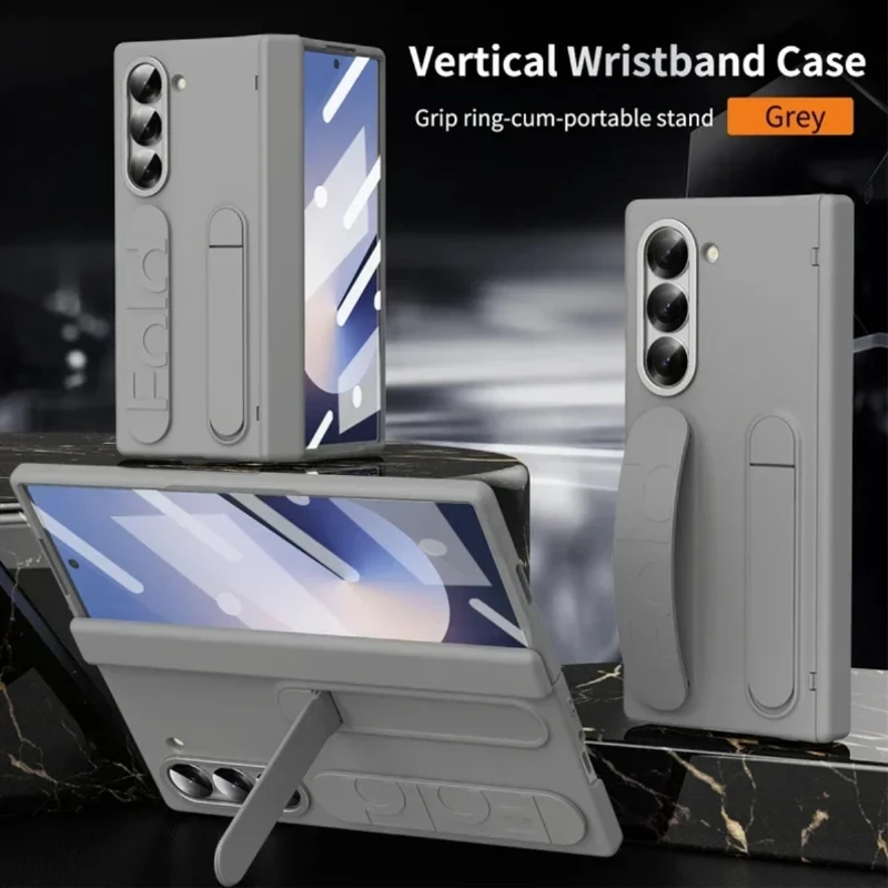 

Для Samsung Galaxy Z Fold 7, 6, 5, 4, 3, силиконовый чехол с защитой от петли, браслет S-ручка, подставка для экрана, защитная крышка, бампер