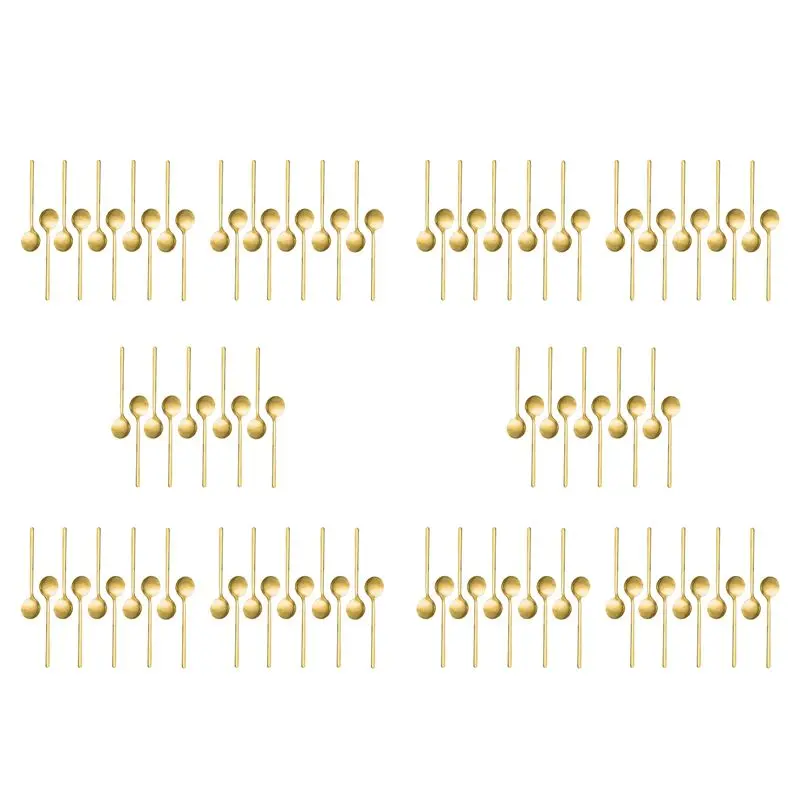 A25F-Stainless Steel 100 Pcs Espresso Spoons Teaspoons For Coffee Sugar Dessert Cake Ice Cream Soup Antipasto (Gold)