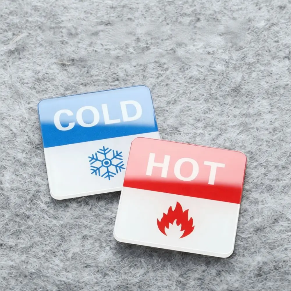 Self Adhesive Hot Cold Water Indicator Sign Clear Acrylic Label For Bathroom Kitchen Faucet Pipe System UV Printed