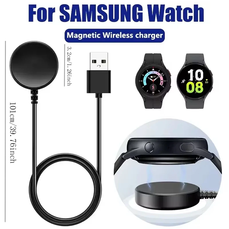 Portable USB Cable Fast Charging Dock Station Magnetic Watch Wireless Charger For Samsung Galaxy Watch 8/7/6/5pro/5/4/3 Active 2