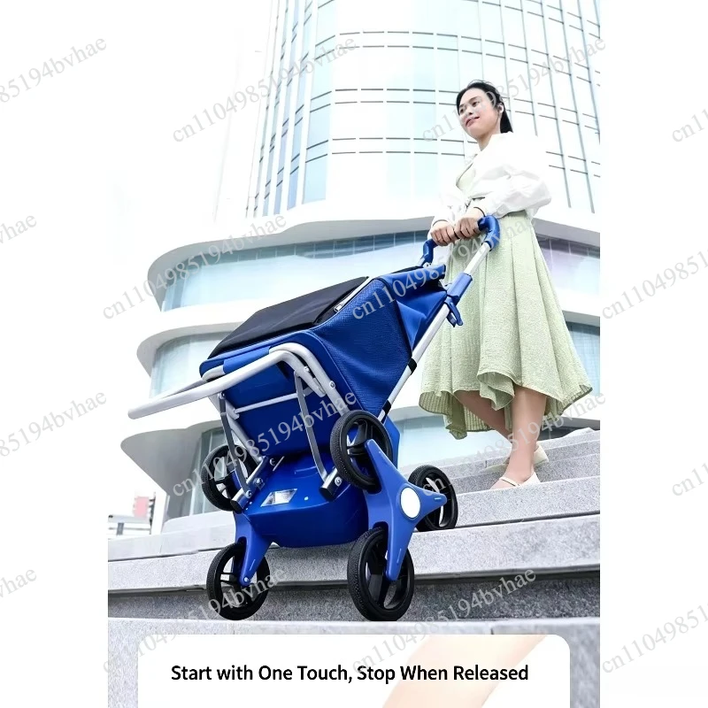 Foldable Shopping Trolley Portable Hand Pull Cart Stair Climbing Design For Elderly Household Grocery Daily Shopping Transport