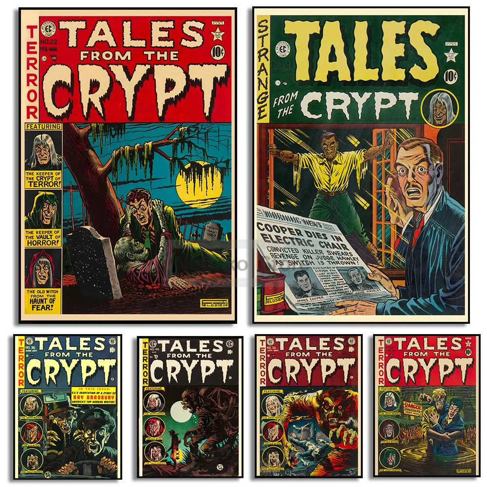 Tales From The Crypt Art Poster Pulp Magazine Penny Dreadful Prints Horror Comic Canvas Wall Pictures Home Room Vintage Decor