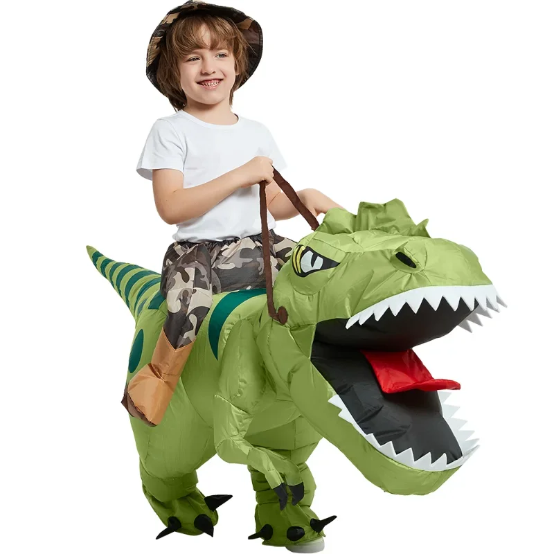 Adults Kids Inflatable Dinosaur Velociraptor Costume Halloween Carnival Party Fun Cartoon Role Playing Costume Props Gift