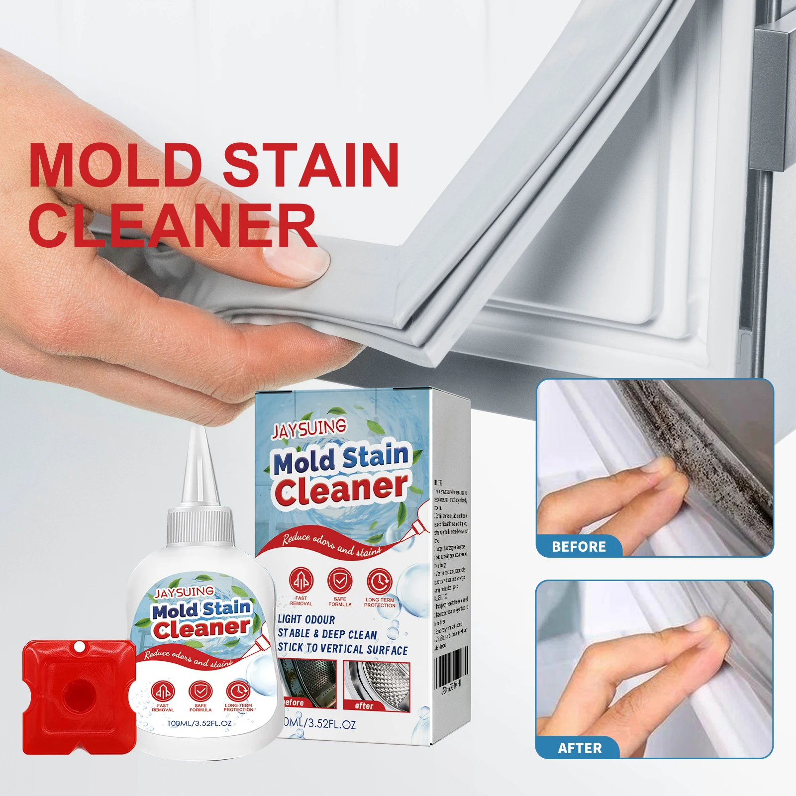 100ml Mold Stain Cleaner Wall Mold Mildew Remover Cleaner Effective Mildew Gel Multifunctional with Scraper for Kitchen Bathroom