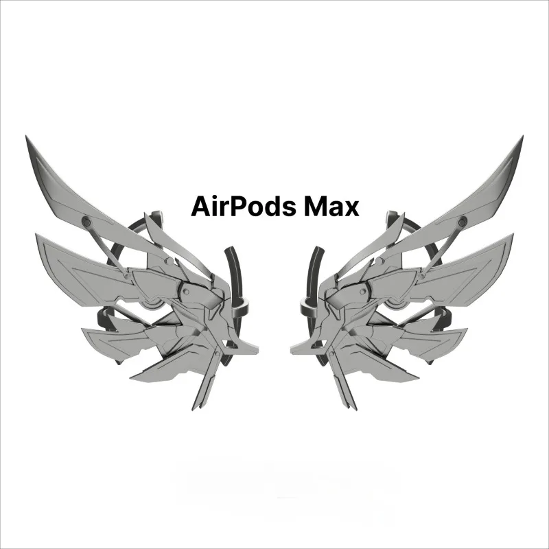 Silver Y2K Airpods Max Headphone Case Custom Mechanical Wing Protective Case Cover Decoration 3D Resin Headphone Accessorie Gift