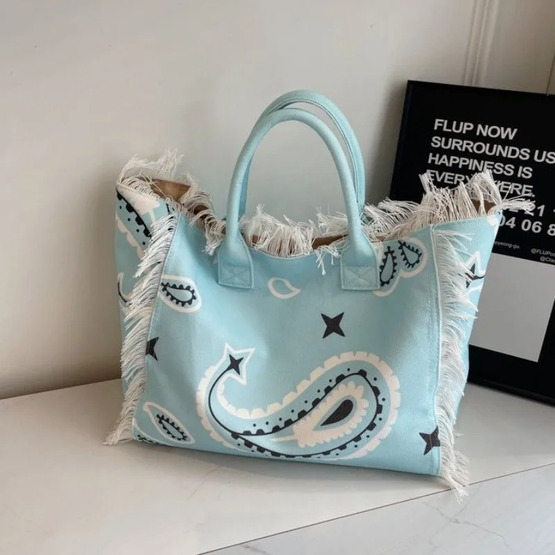 

Korean Version Color Collision High-capacity Canvas Tote Bag 2025 Fashion Pattern Leisure Time The Single Women's Shoulder Bag