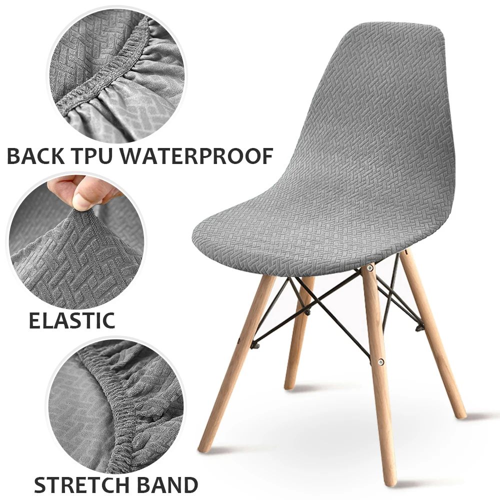 Waterproof Shell Chair Covers Jacquard Strechy Chair Seat Cover Anti-dust Soft Chair Protector Home Office Dining Room Plain 1PC