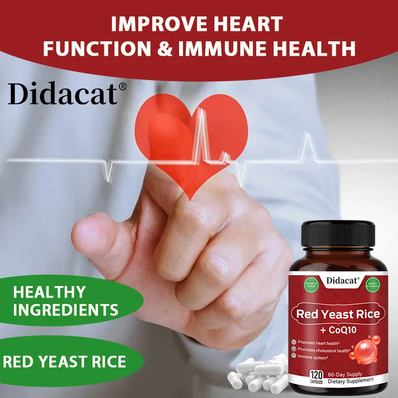 Arroz com fermento vermelho + coenzima Q10 - Antioxidante, protege a saúde do coração, ilumina o tom da pele, promove a saúde cerebral, aumenta a energia