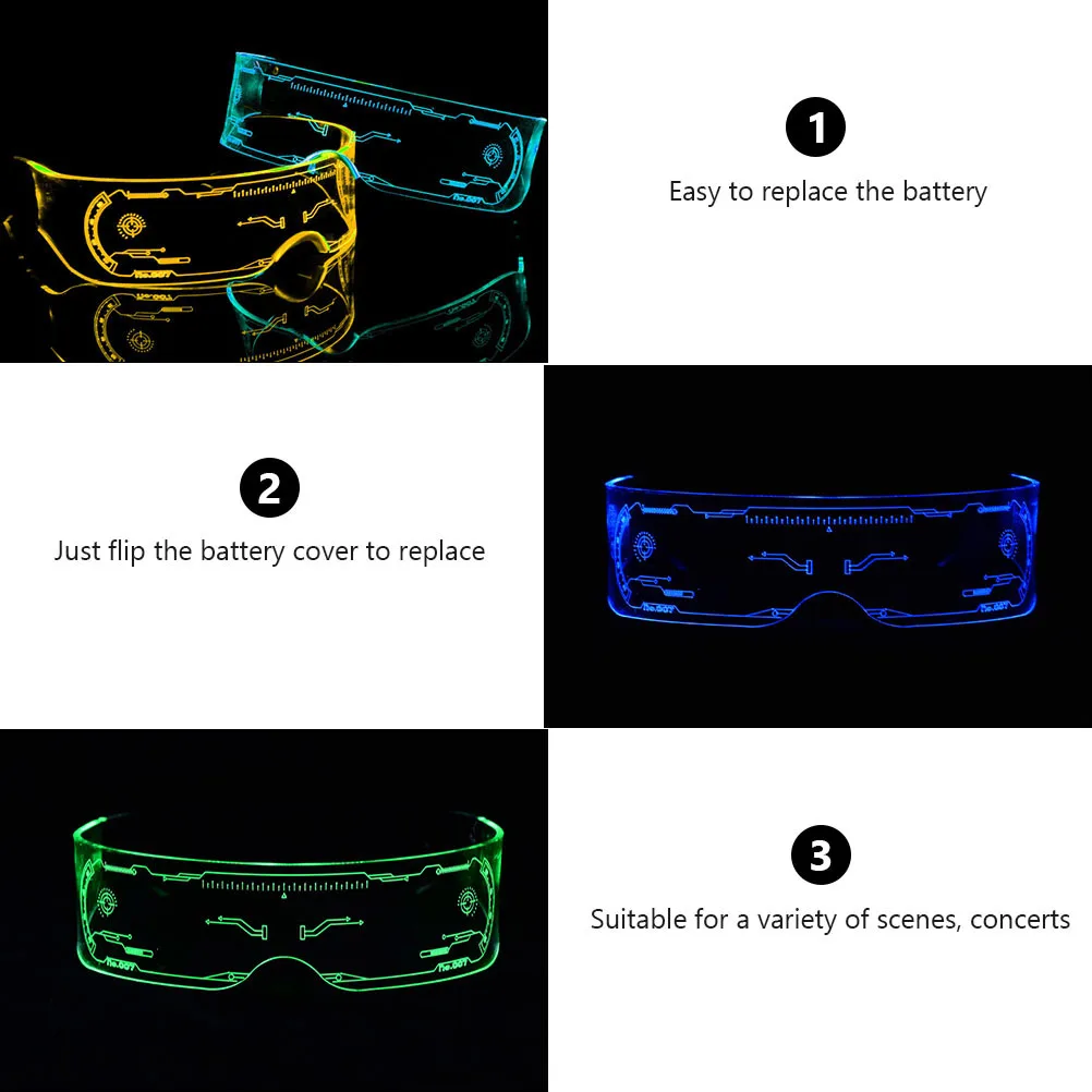 

Luminous Acrylic Party Glasses LED Eyeglasses Party Costumes Flashing Festival Accessories Unisex LED Glasses Funny Eyeglasses