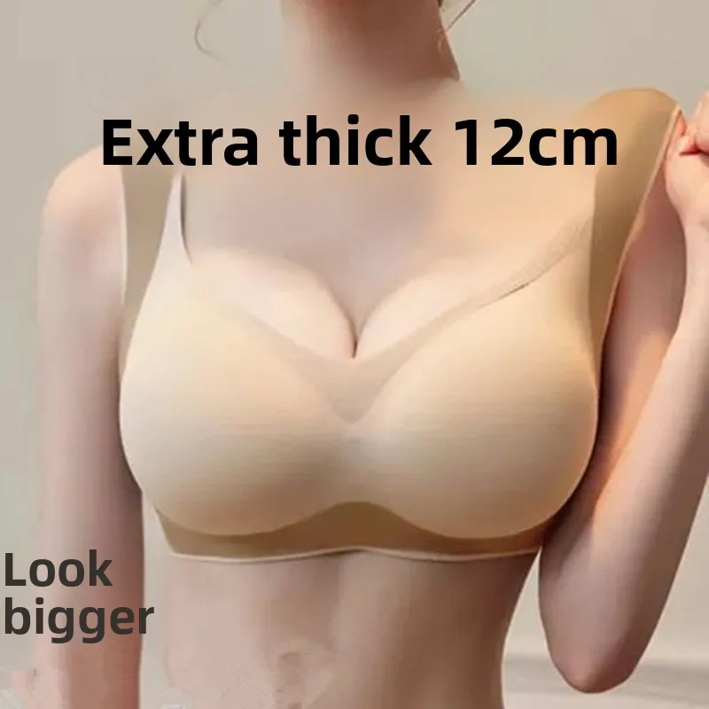 

12CM Extreme Push Up Bra Lift Shape Plus Size Bras Side Support Full Coverage T-shirt Bra for Women Curvy Enhancer No Side Bulge